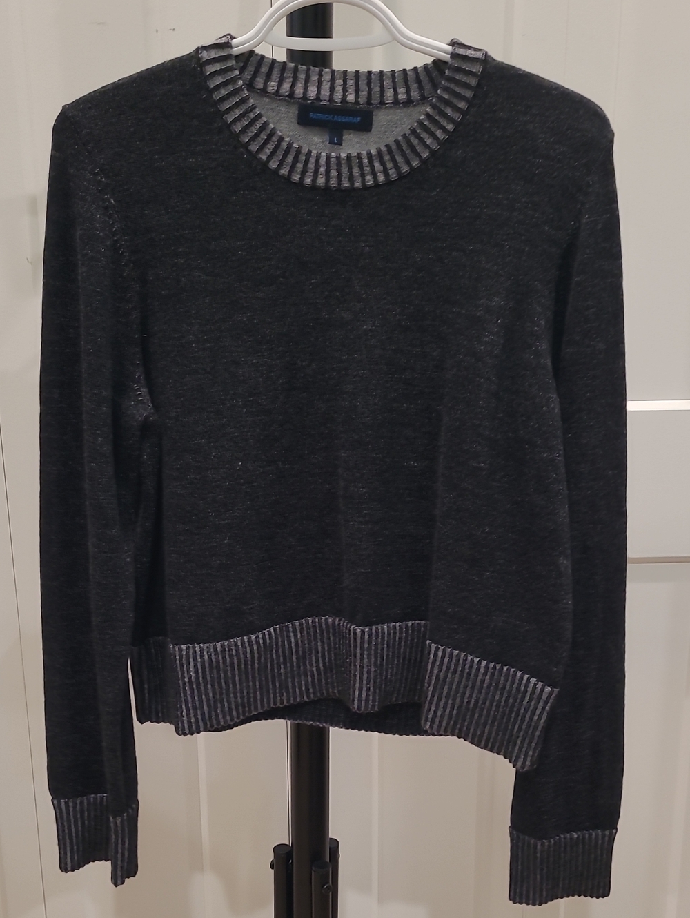 Patrick Assaraf 100% Merino Wool Plaited Cropped Crewneck Sweater - Women